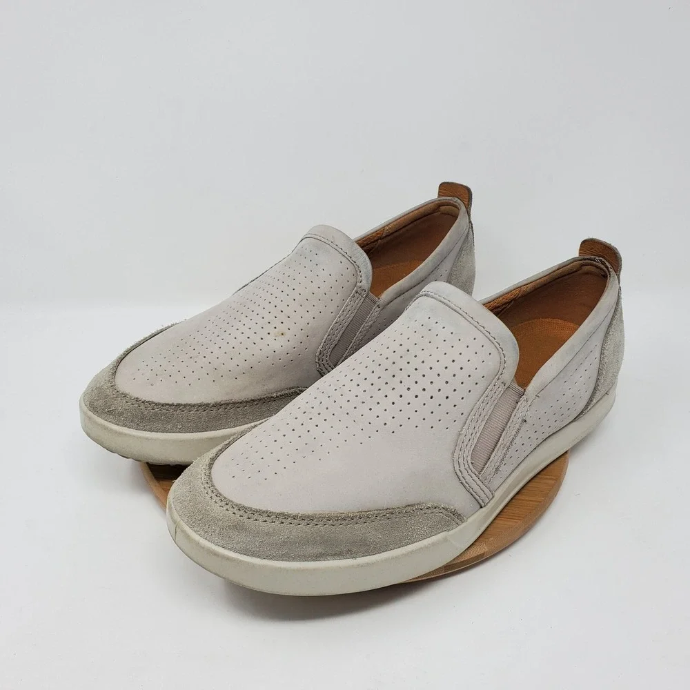 Ecco Collin 2.0 Shoes Mens 41 Beige Grey Slip On Loafer Comfort Sneaker 7-7.5 US